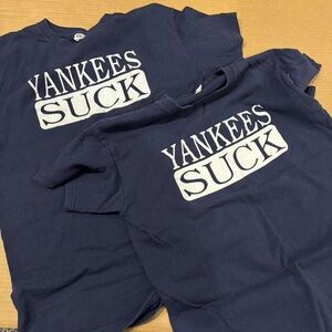 Red Sox Yankees Yuck T Shirts with Bold Print early 2000s qty 2